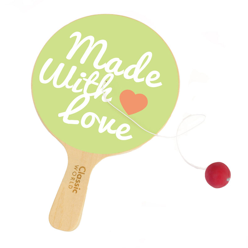 Classic World World Wooden Racket con palla per cavo