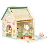 Classic world houten poppenhuisje met tuintje, 10dlg.