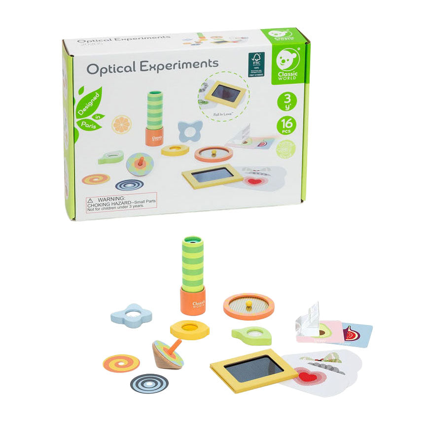 Classic World World Optical Experiments Wooden Set, 16DLG.