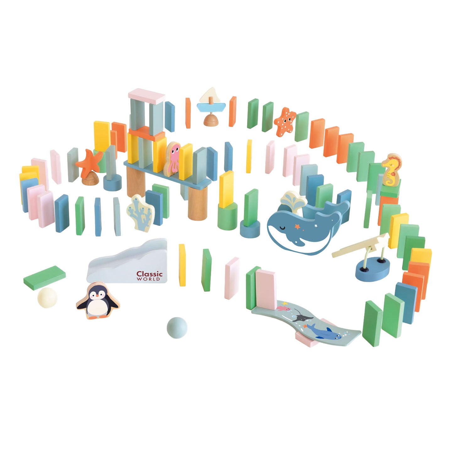 Classic World Wooden Domino Ocean, 100dlg.