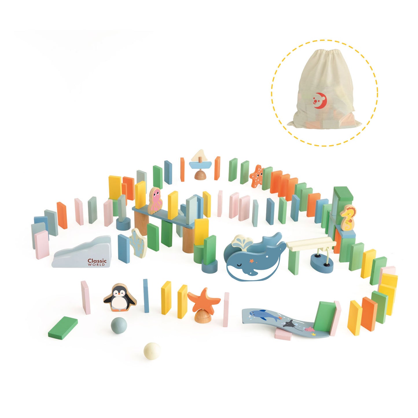 Classic World Wooden Domino Ocean, 100dlg.