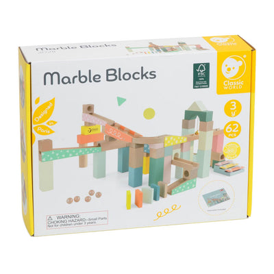 Classic World World Wooden Knikkeraan Bouwset, 62dlg.