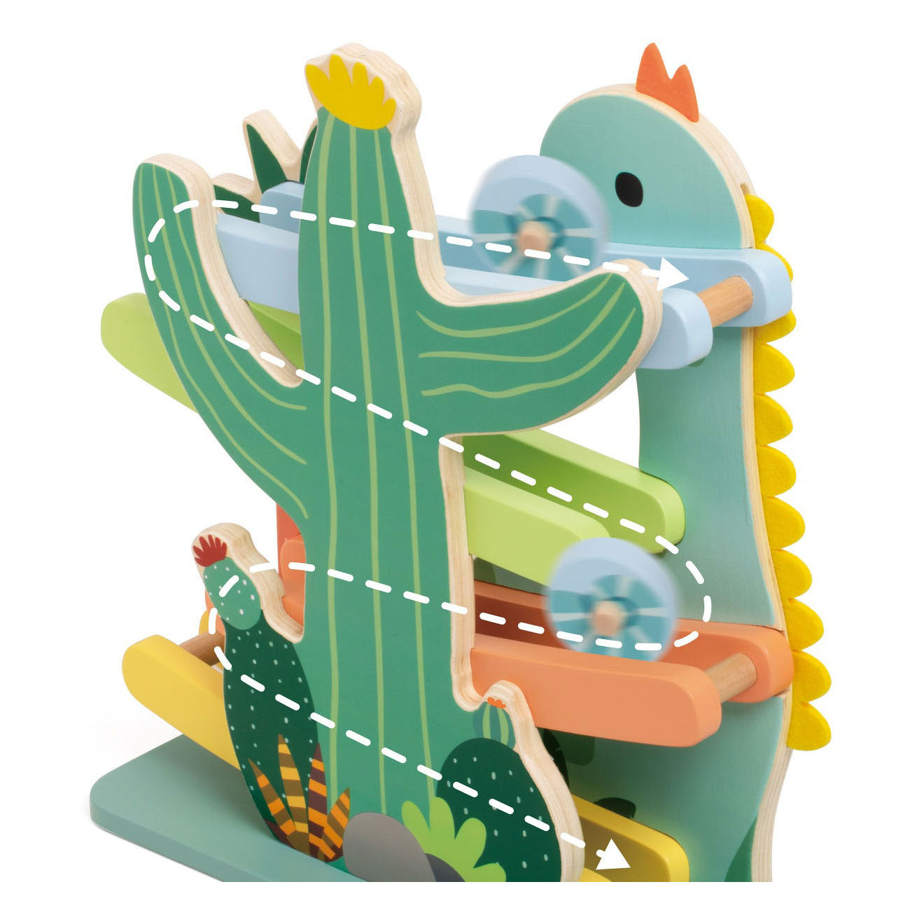 Classic World World Wooden Ballenbaan Dinosaurus, 4dlg.