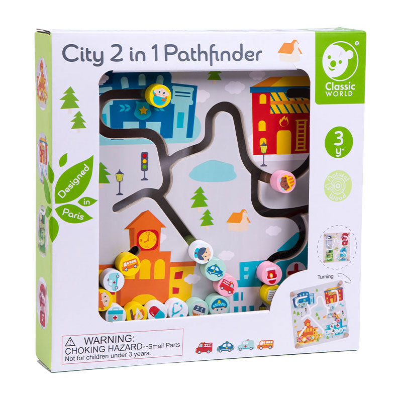 Classic World World Wooden Board Ordining Game 2in1 City e Separazione dei rifiuti