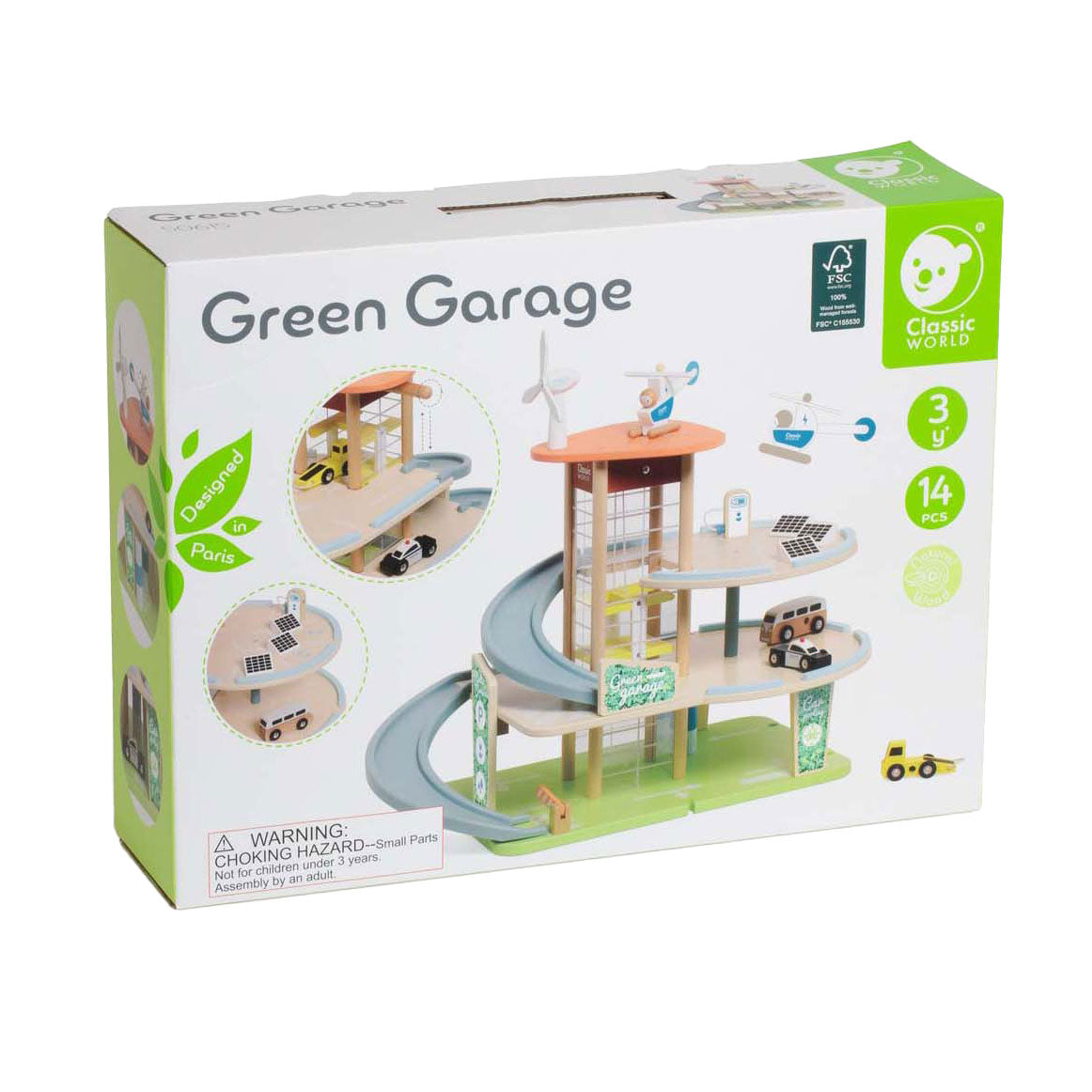 Garage sostenibile in legno classico in legno con accessori, 19dlg.