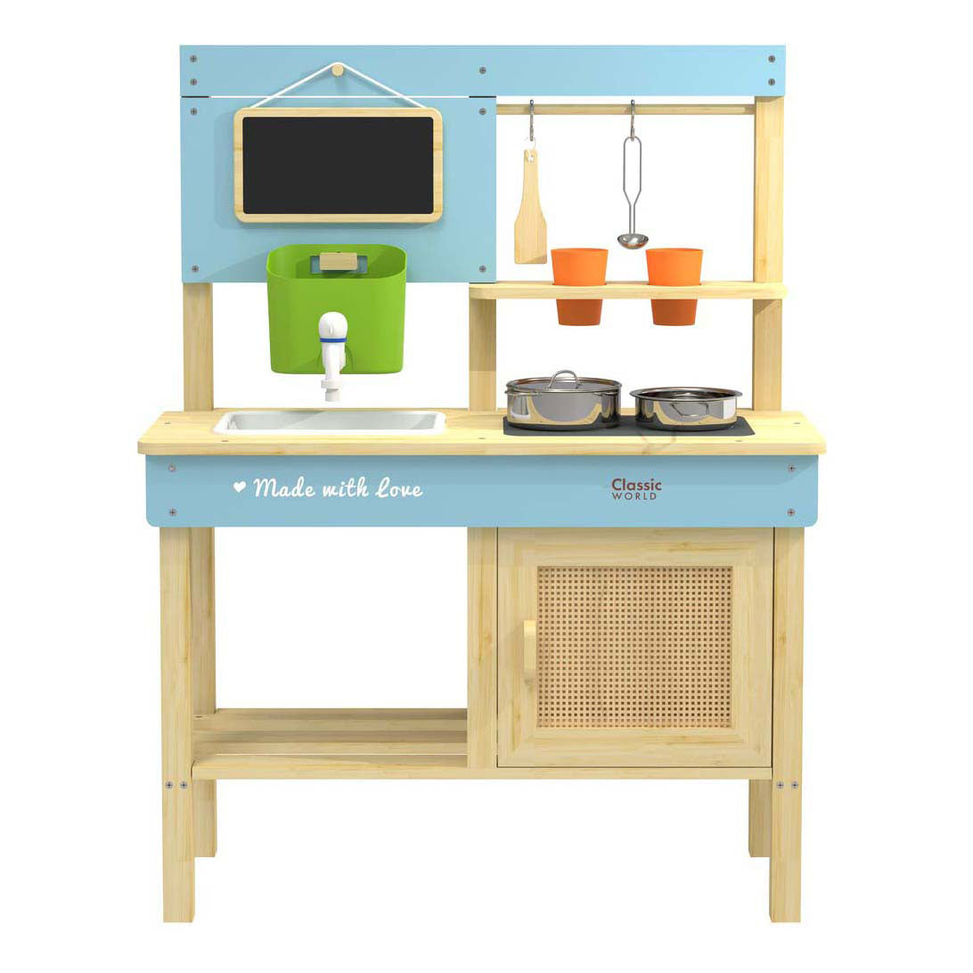 Classic World Wood Wooden Outdoor Speelkeuken con accessori, 7DLG.