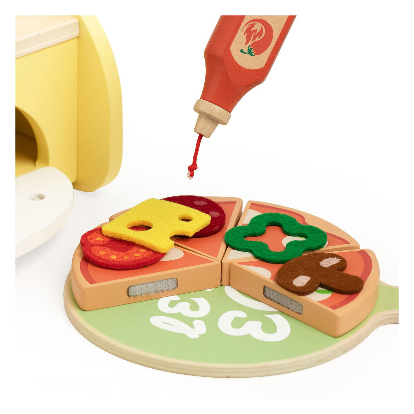 Classic world houten speelgoed pizzaoven speelset met accessoires.