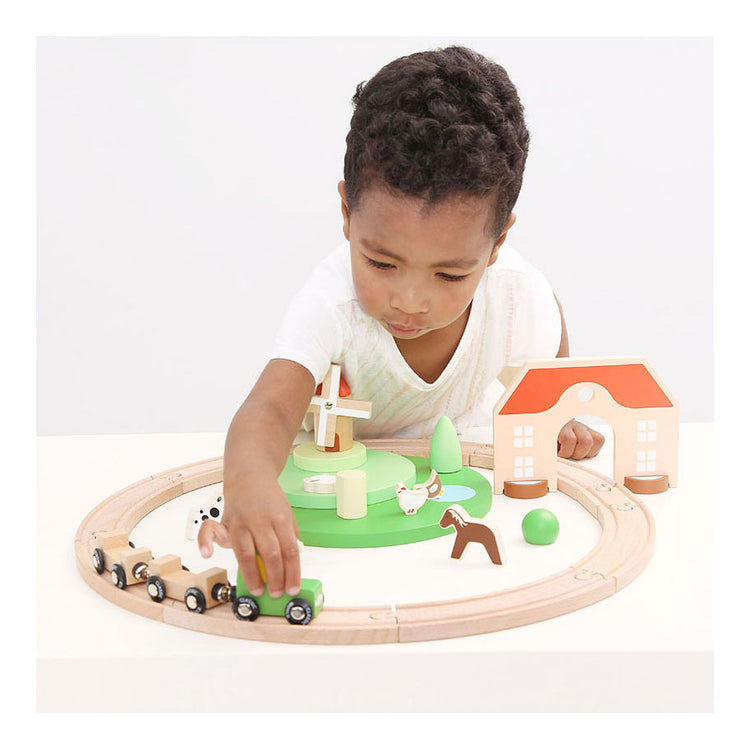 Classic World World Wooden Farm Train Speeltet, 28dlg.