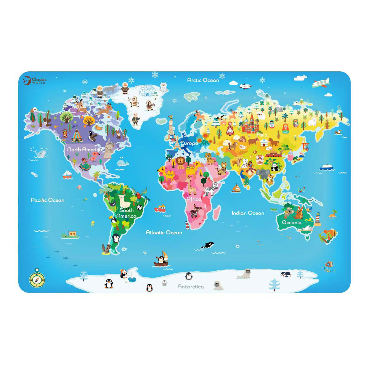 Classic world legpuzzel wereldkaart - 48st.