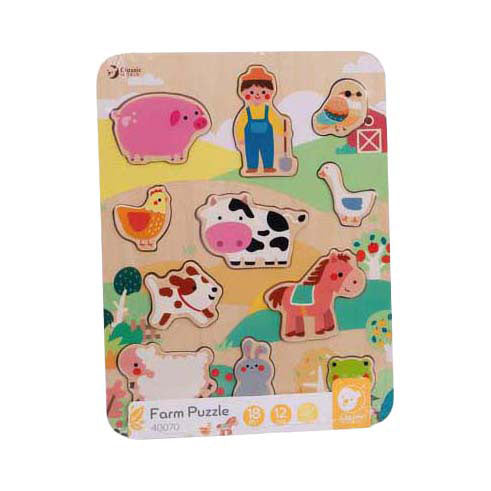 Classic World Wooden Insert Puzzle Farm, 12st.