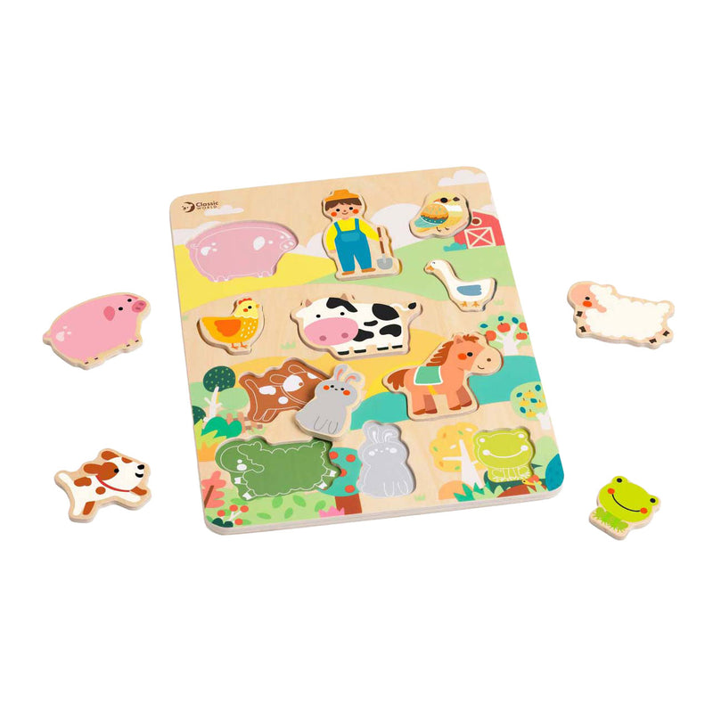 Classic World Wooden Insert Puzzle Farm, 12st.