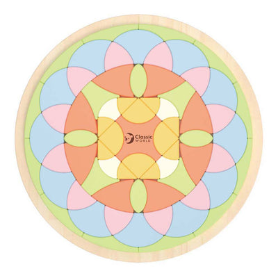 Flor de rompecabezas de mandala de madera del mundo clásico