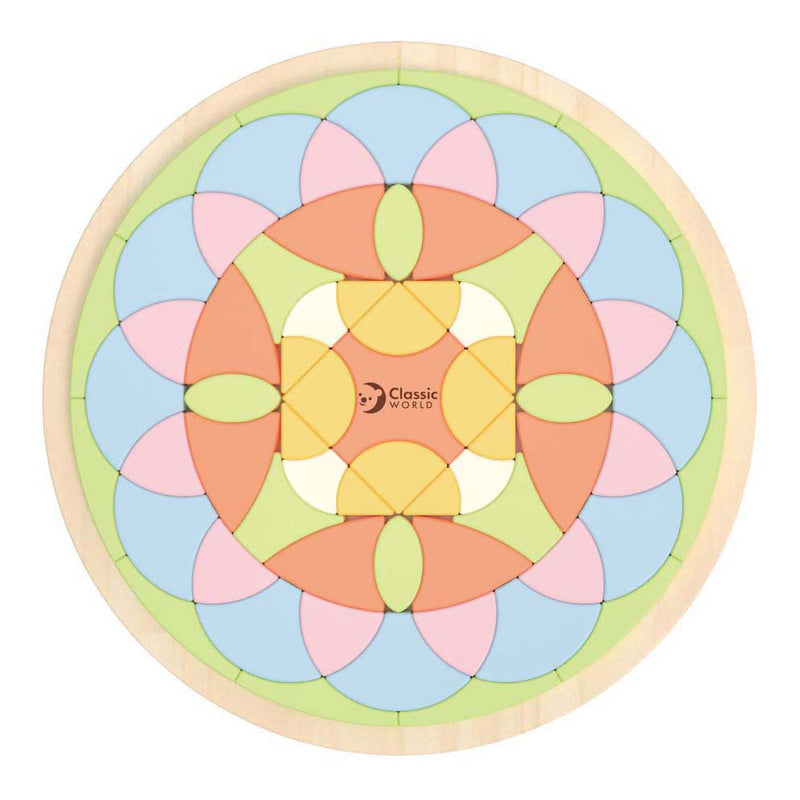 Flor de rompecabezas de mandala de madera del mundo clásico