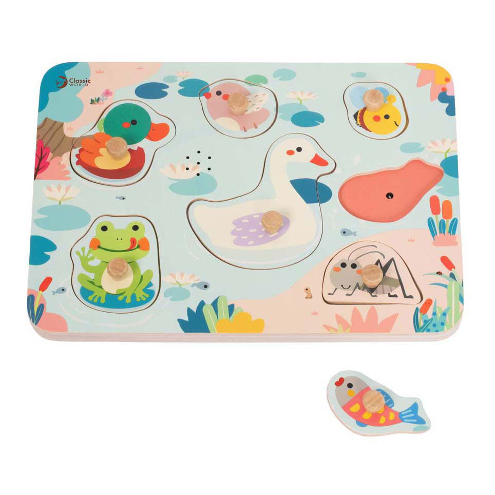Piscina puzzle in legno dal mondo classico con suono