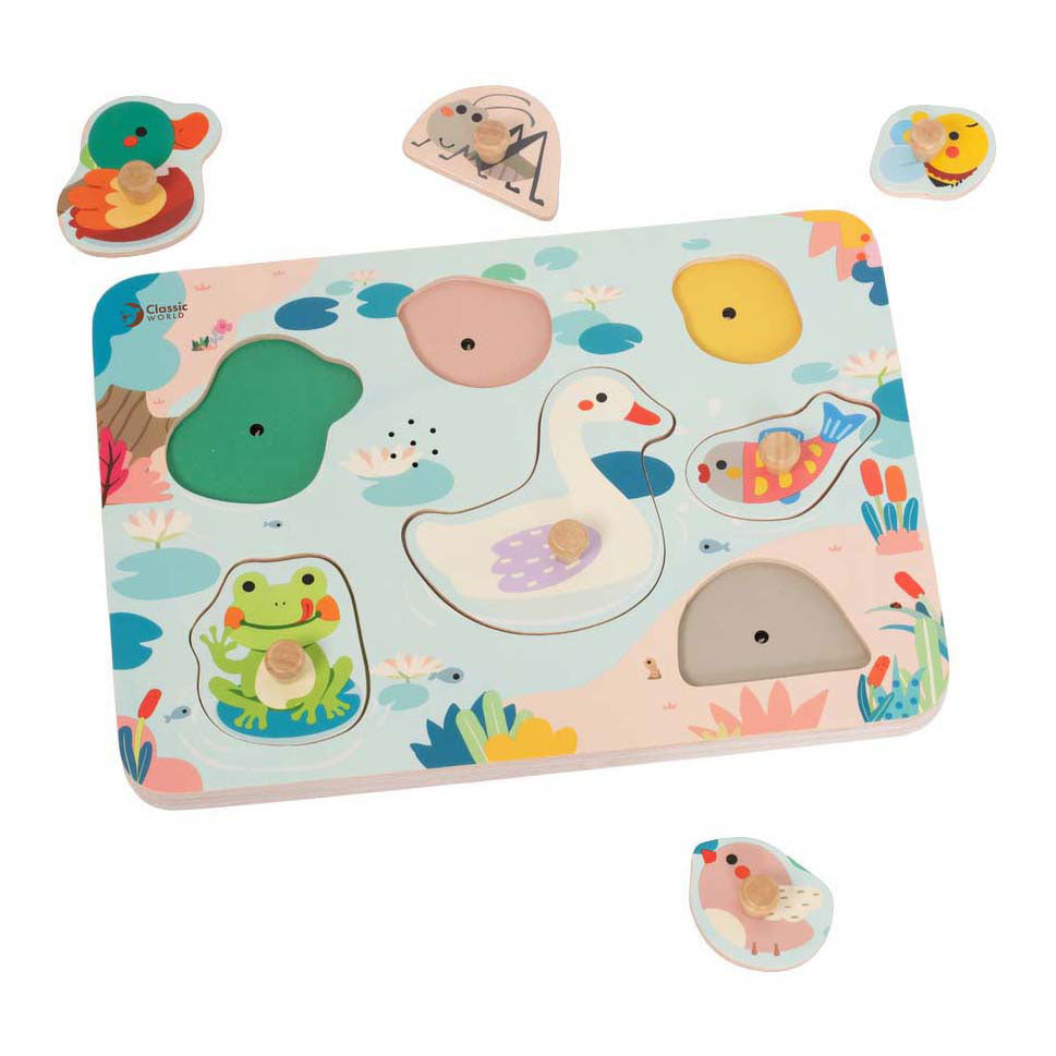 Piscina puzzle in legno dal mondo classico con suono