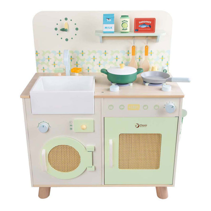 Cocina de madera del mundo clásico con accesorios - 14 uds.