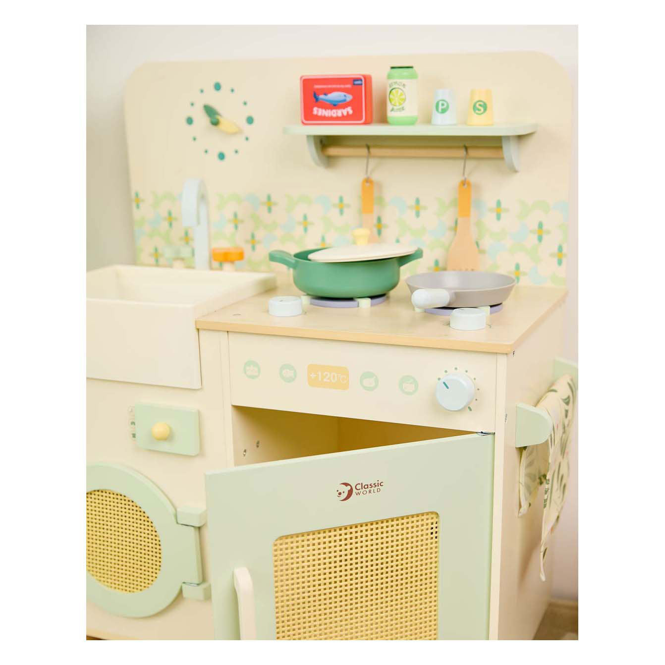 Cocina de madera del mundo clásico con accesorios - 14 uds.