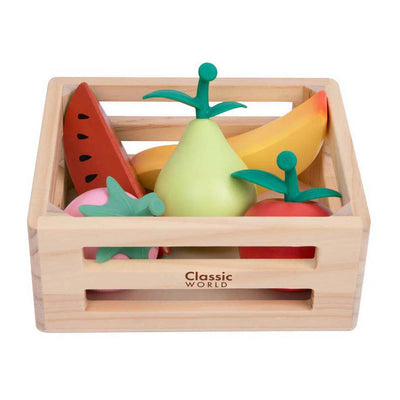 Cassetta di legno del mondo classico con frutta