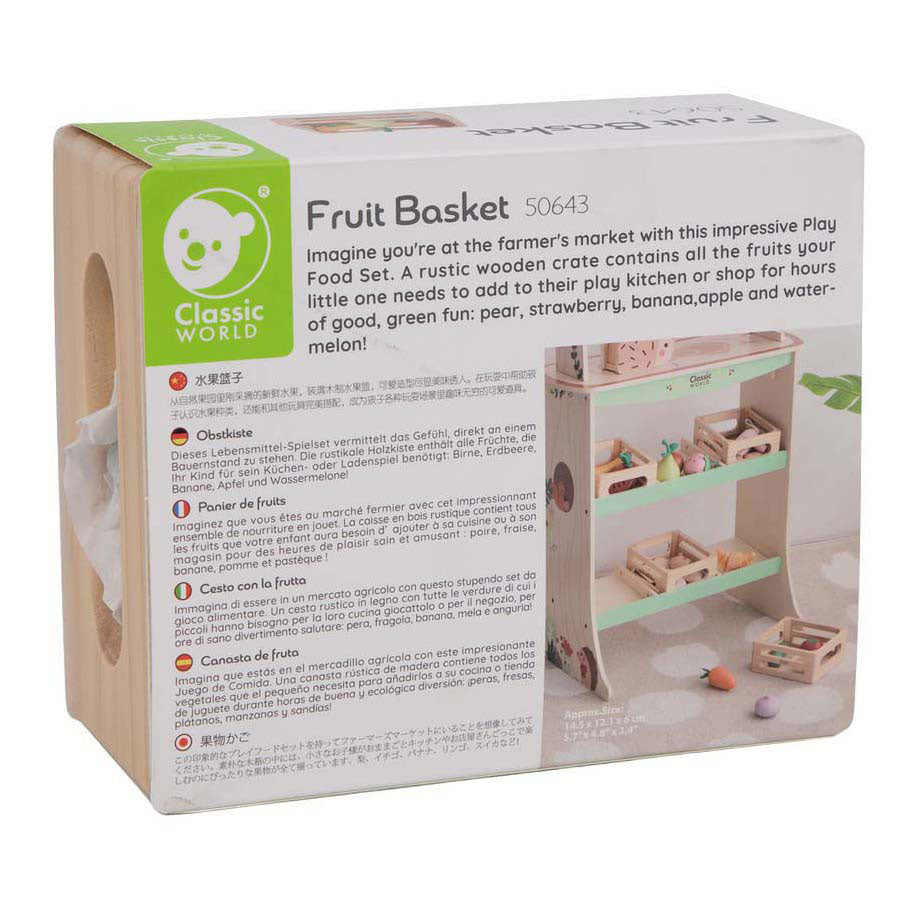 Cajón de madera del mundo clásico con fruta.