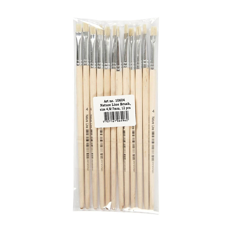 Cepillos de madera n.º 4, mango corto, 12 uds.