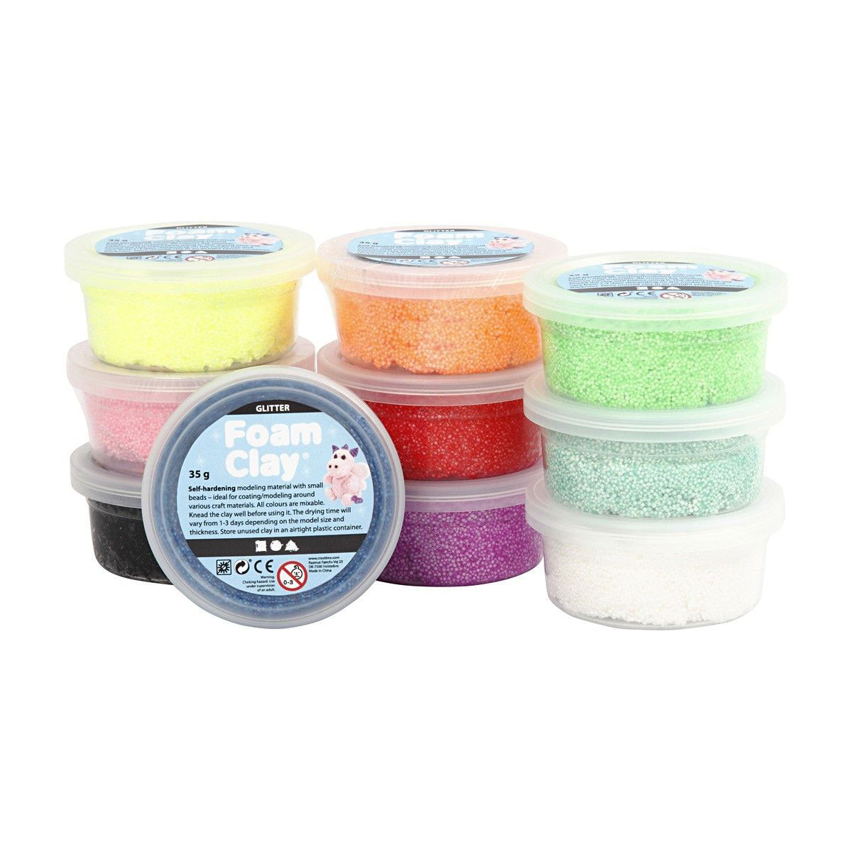 Foam clay foam klei - glitter kleuren, 10x35gr.