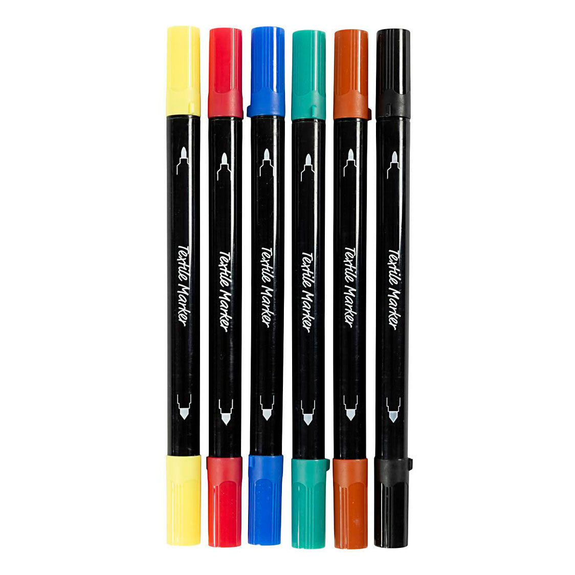Pennarelli tessili Creative Company, larghezza tratto 2,3 + 3,6, colori standard, 6 pezzi 1 scatola