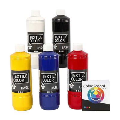 Pintura textil: colores primarios, 5x500ml