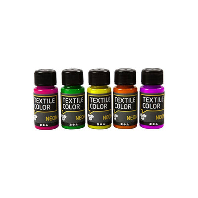 Vernice tessile al neon - Set di 5 colori, 50 ml