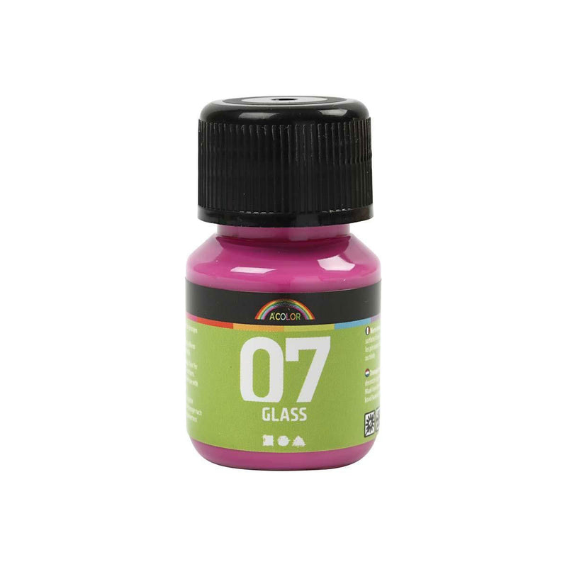 Vernice permanente per vetro - Rosa, 30ml