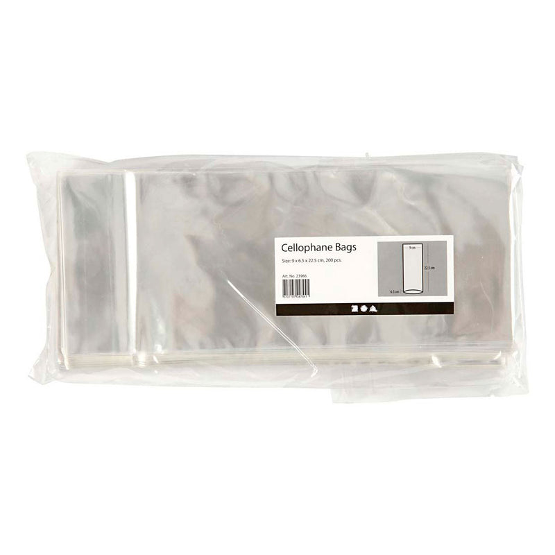 Creativ company cellofaan zak, h: 22,5 cm, afm 9x6,5 cm, 200 stuk 1 doos