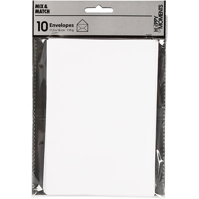 Creativ company enveloppen, afmeting envelop 11,5x16 cm, 110 gr, wit, 10 stuk 1 doos
