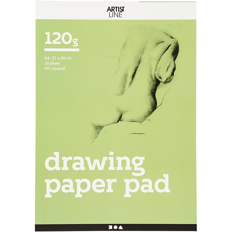 Creativ company tekenbord, a4, vel 210x297 mm, 120 gr, wit, 30 vel 1 stuk