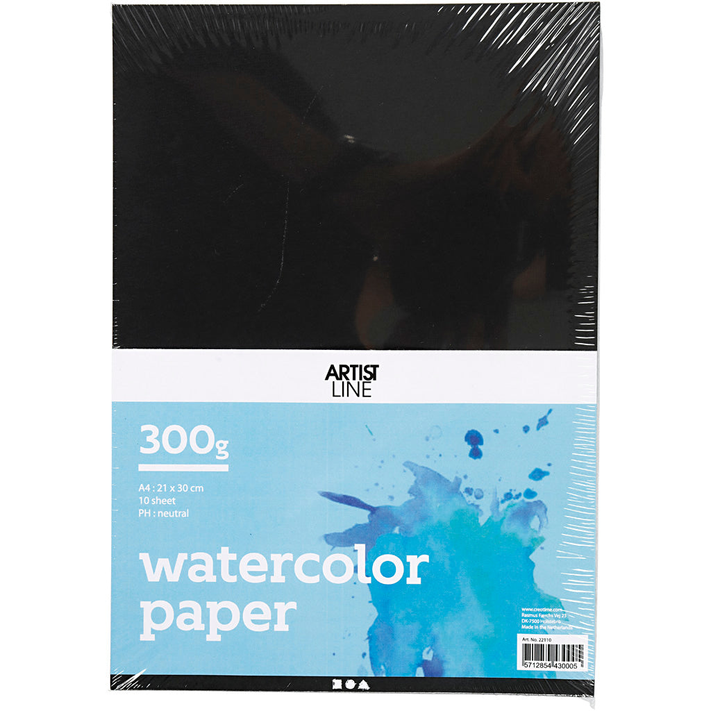 Paper de acuarela Negro A4 300GR, 10 Hojas