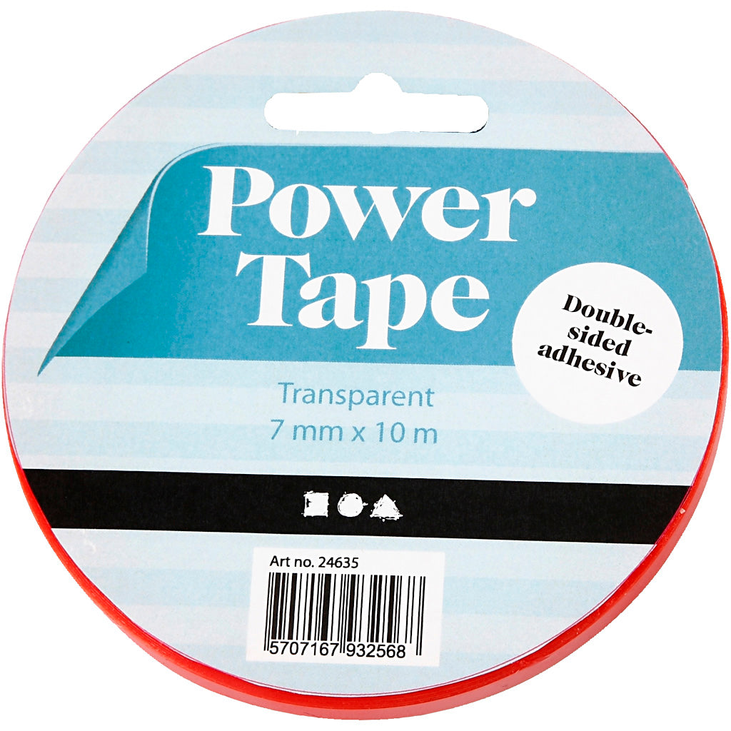Creativ company dubbelzijdig klevend power tape, b: 7 mm, 10 m 1 rol