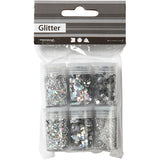 Creativ Company glitter and sequins silver, 6x5gr - afbeelding 2