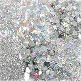 Creativ Company glitter and sequins silver, 6x5gr - afbeelding 3