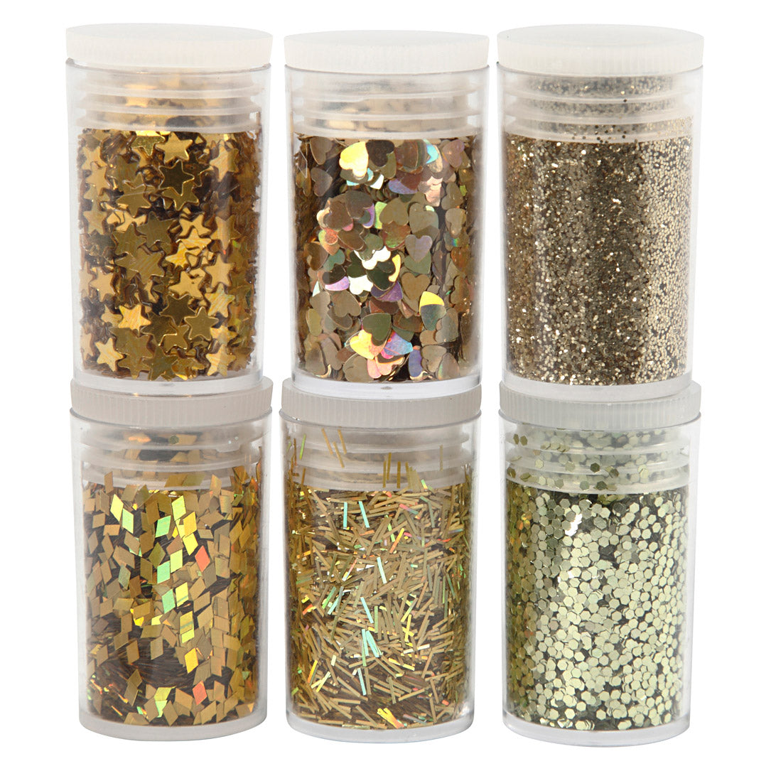 Creativ Company Glitter en Paileten Goud, 6x5gr