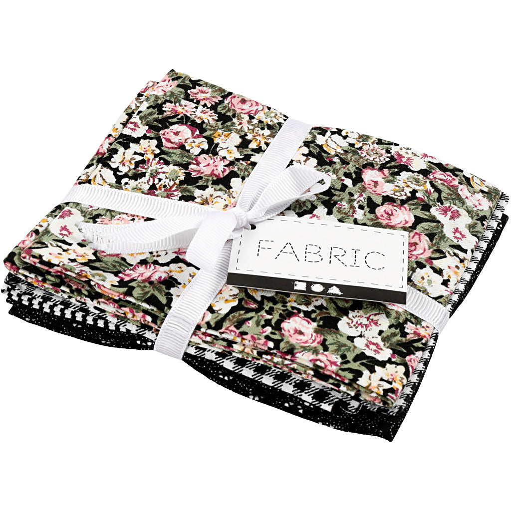 Creativ company patchwork stof zwart 45x55cm, 4st.