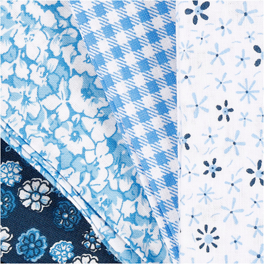 Tessuto patchwork blu 45x55cm, 4st.