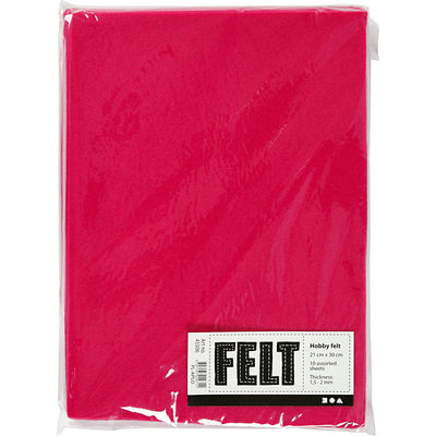 Hobby Felt, Cerise, A4, spessore 1,5-2 mm, 10 fogli