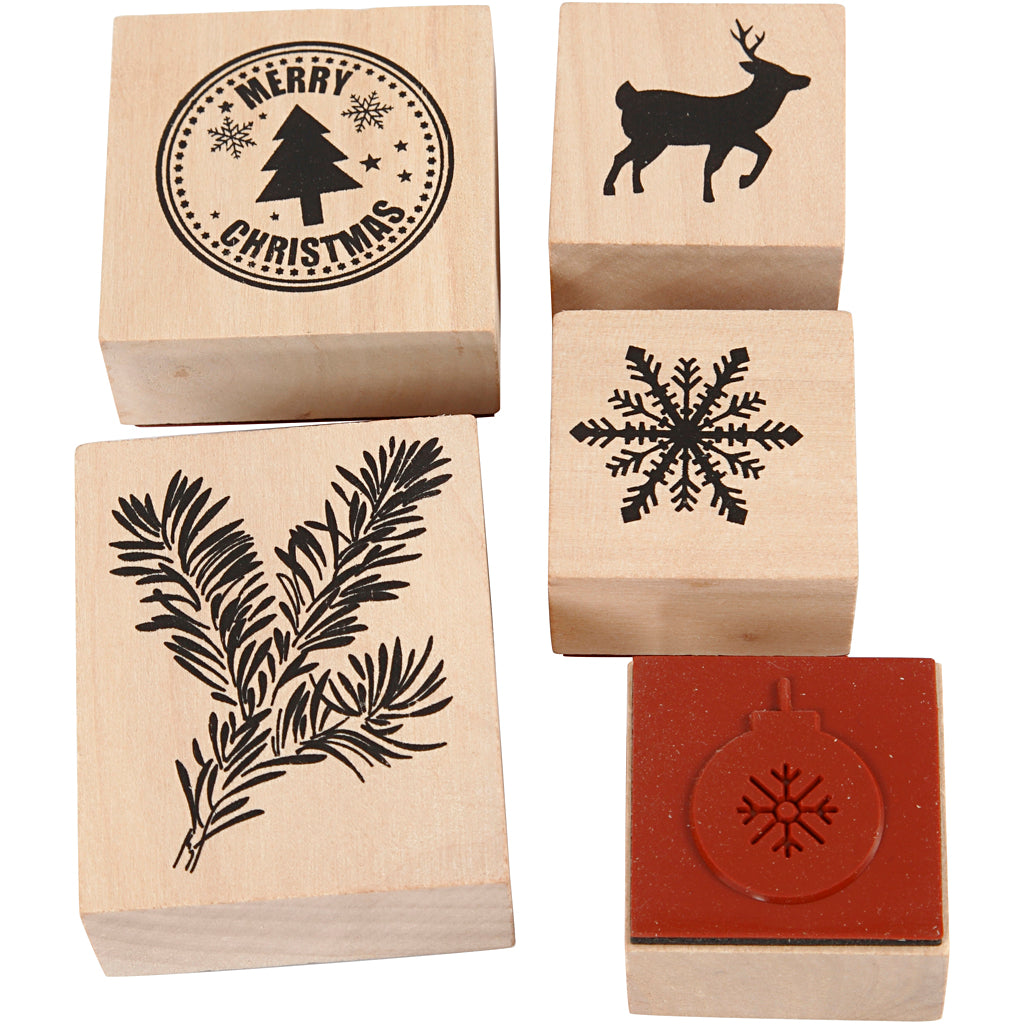 Creative Company Wooden Stamp Set Christmas, 5dlg.