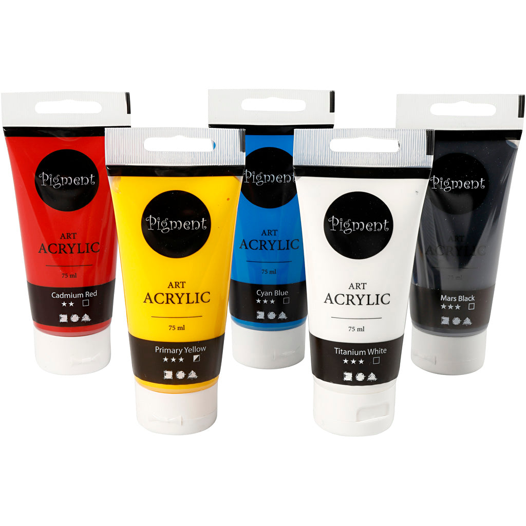 Creative Company Pigment Art Acrilic Paint Primary Colours, 5x75ml