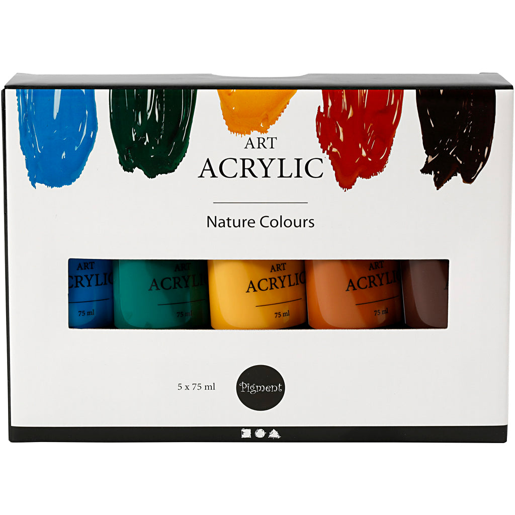 Creative Company Pigment Art Acrilic Paint Natural Colours, 5x75ml