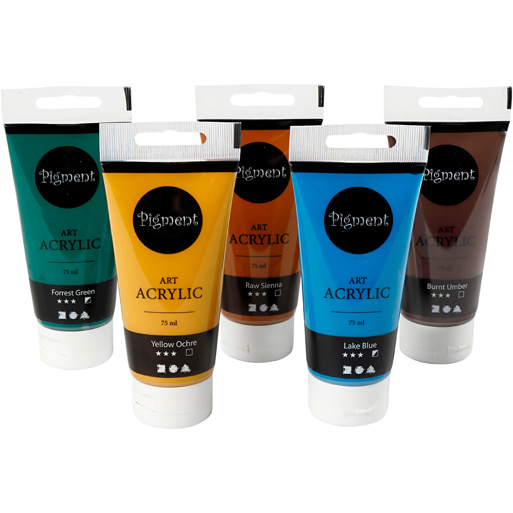 Creative Company Pigment Art Acrilic Paint Natural Colours, 5x75ml