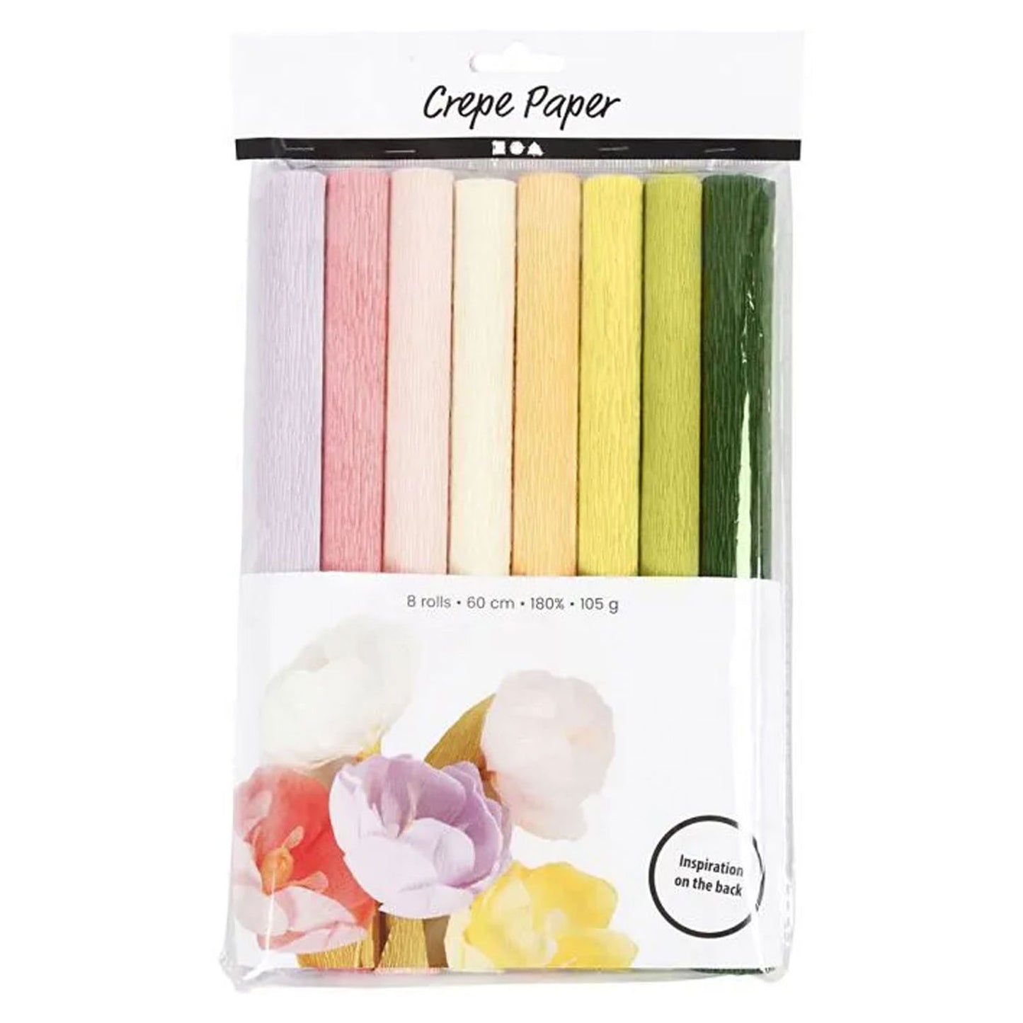 Carta crespa colori pastello, 8 fogli