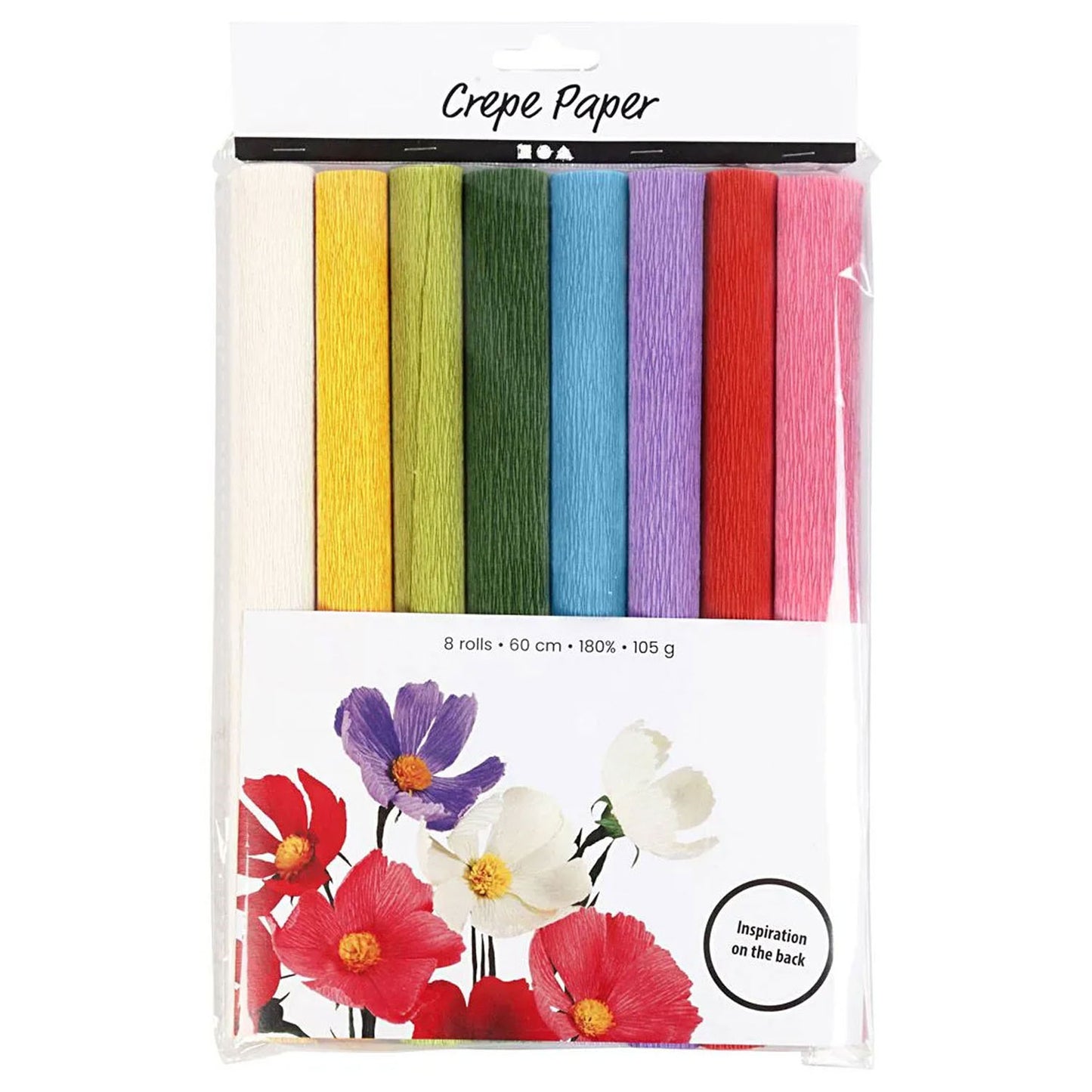 Papel crepé colores estándar, 8 hojas