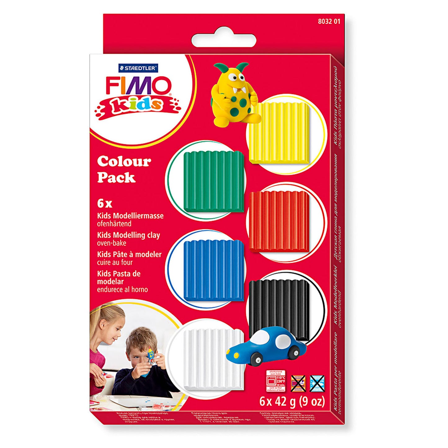 FIMO Kids Mounting Clay Clay Standard Colori, 6dlg.