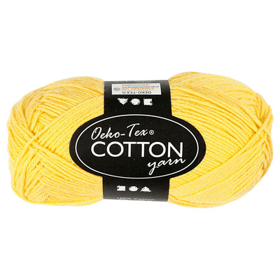 Filato di cotone, giallo, 50gr, 170m