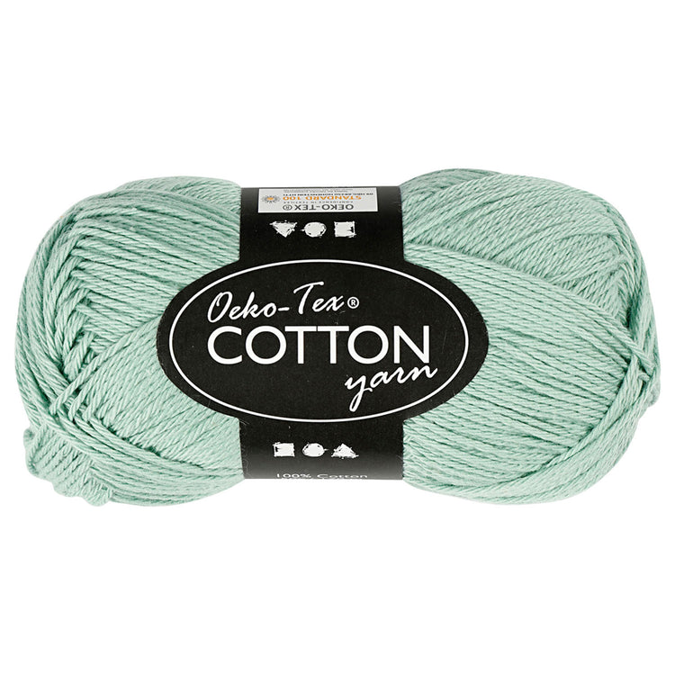 Filato di cotone, verde menta, 50gr, 170m