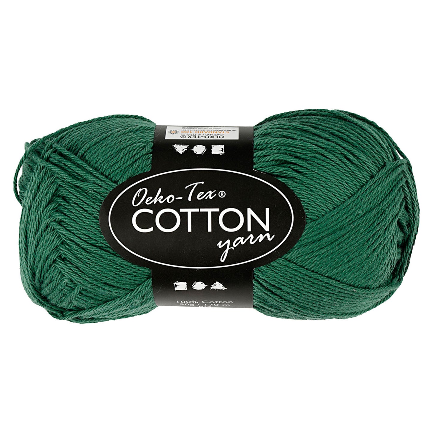 Filato di cotone, verde scuro, 50gr, 170m